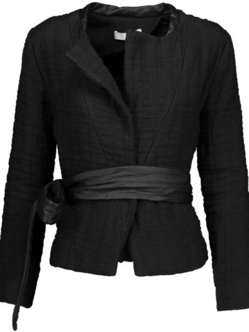 IRO Juki leather-trimmed cotton and linen-blend cloque jacket